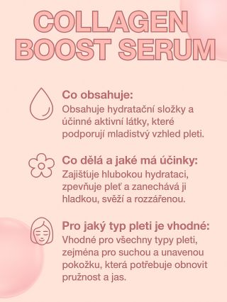 Obnov pružnost, hydrataci a přirozený jas pleti. Collagen Boost Serum – každodenní dotek luxusu#HOSH #HOSHcz #HOSHskincare...